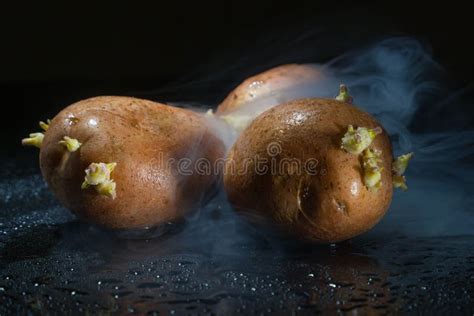 Comida De La Patata Cruda Patatas Frescas En Un Saco Viejo En Fondo De