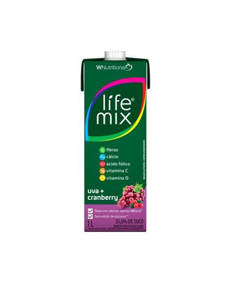 Suco Baixa Caloria Uva E Cranberry Suco Integral Life Mix Litro