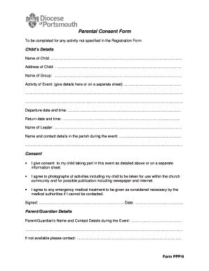 Fillable Online Portsmouth Anglican Ppp Parental Consent Form