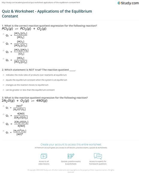 Equilibrium Constant Expression Worksheet Live Worksheets