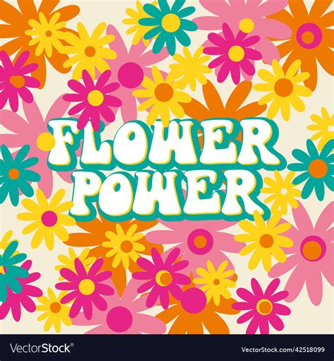 Flower Power Hippie Style Lettering Royalty Free Vector