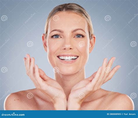 Beauty, Smile and Portrait of Woman in Studio for Facial, Cosmetics and ...