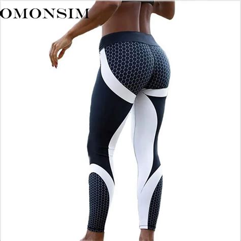 Omonsim Print Leggings Fitness Legging Geometric Honeycomb Digital