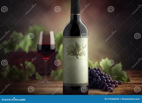 Mockup De Garrafa De Vinho Tinto Feito Ai Generativo Ilustração