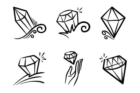 Hand Drawn Doodle Diamond Gems Icon Illustration Vector Art