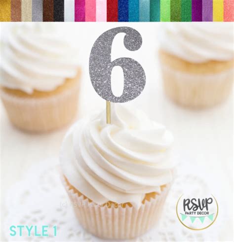 Number 6 Cupcake Toppers Six Food Picks 6th Birthday Etsy