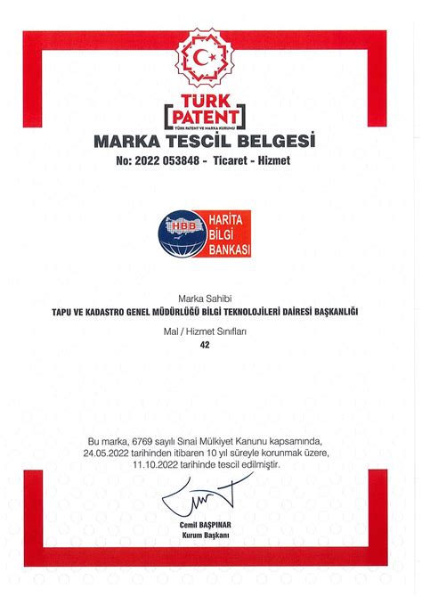 MARKA TESCİL BELGELERİ Tapu ve Kadastro Genel Müdürlüğü TKGM