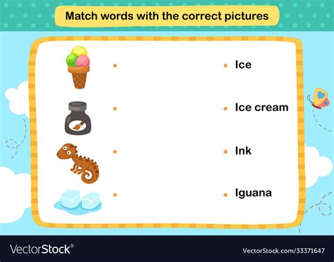 Match Words With Correct Pictures Royalty Free Vector Image