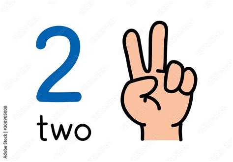 2, Kid's hand showing the number two hand sign. Stock Vector | Adobe Stock