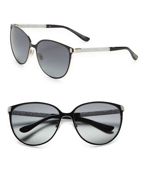 Jimmy Choo Posie 60mm Round Sunglasses In Black Lyst