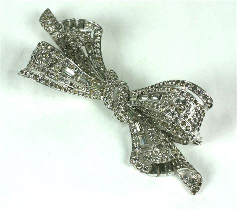 Marcel Boucher Pave Baguettes Floral Bow Brooch For Sale At Stdibs