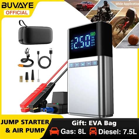 Buvaye Car Jump Starter With Air Pump In Power Bank Air Compressor