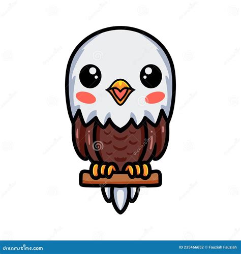 Cute Little Eagle Cartoon On Tree Branch Stock Vector Illustration Of