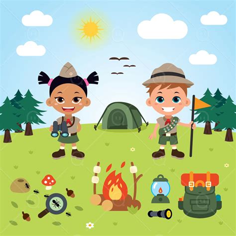 Scout Camping Clipart Black And White Cross