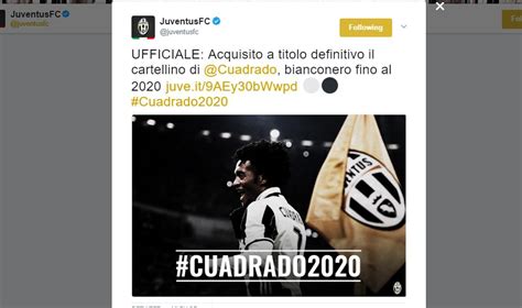 Ufficiale La Juve Riscatta Cuadradoprimapagina