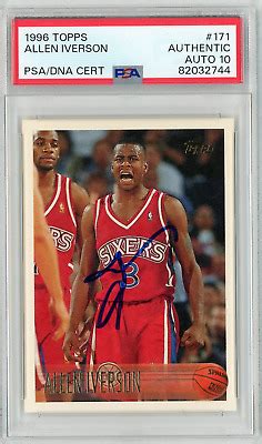 Graded Topps Allen Iverson Rookie Rc Card Psa Auto Grade