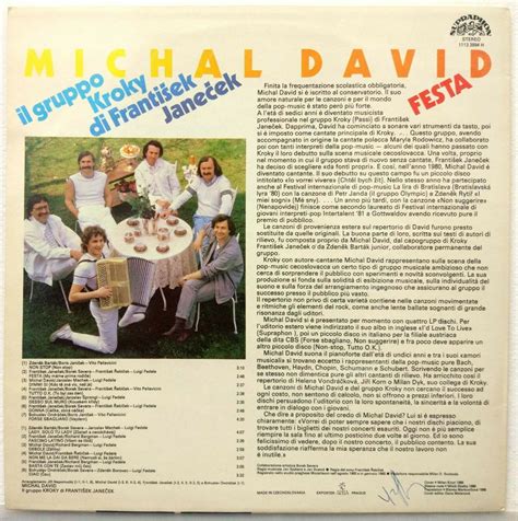 Michal David Festa LP 12 Supraphon Czechoslovakia Pop 1985 Recordrome