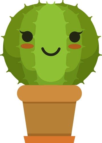 Cute Desert Plants Cactus In Pots Cartoon Vector Image