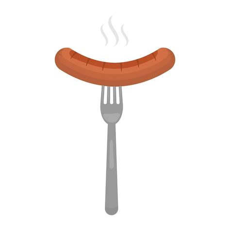 Premium Vector Grilled Hot Sausage On A Fork