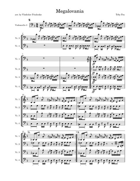 Megalovania – Toby Fox (4 cellos) - piano tutorial