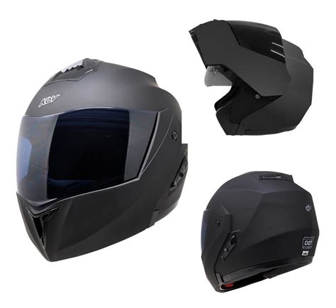 Casco Moto Abatible Kov Stealth Negro Mate Certificado Dot Meses Sin