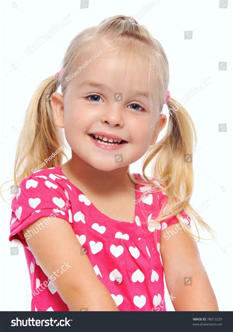 Adorable Blonde Girl Pigtails Smiles Studio Stock Photo Shutterstock