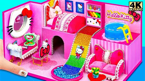 How To Make Pink Hello Kitty House with Rainbow Slide, Pool (EASY) ️ ...