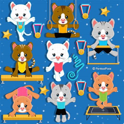 Cat Clipart, Kittens, Kitty, Gymnastics Girls Clipart, Gymnastics Clipart, Gymnastics Party ...