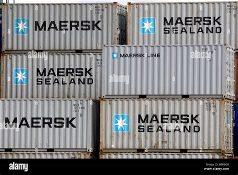 Maersk Sealand Containers Cologne Niel Freight Terminal Germany Stock