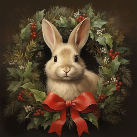 5 Adorable Christmas Bunnies Digital Images Etsy