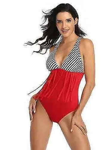 Mode Mer Costume Maillot De Bain Monokini Femme L Gant Dos Nu Rouge