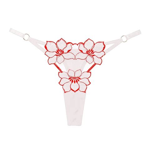 Uaang Hot Flowers Shape Low Waist Women Underwear G String Embroidery