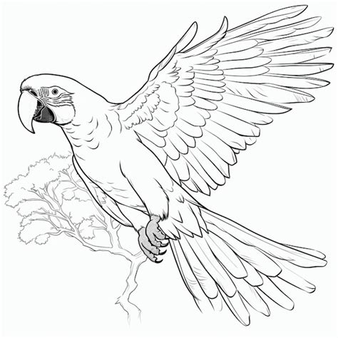Desenho De Arara Voando Para Colorir - Desenho de contorno de uma arara para colorir e pintar | Foto Premium