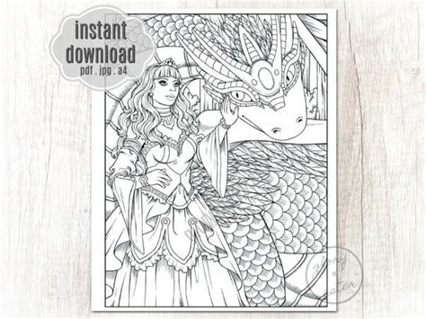 Princess And Dragon Coloring Pages