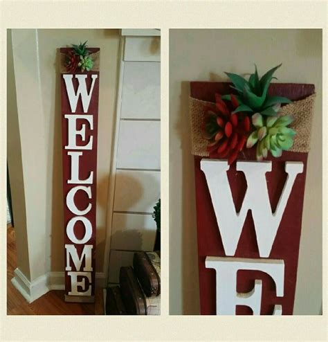 Diy Welcome Porch Sign With A Touch Of Dollar Tree Succulents Plants