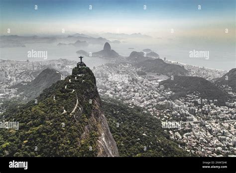 View of Rio de Janeiro and the Christ the Redeemer statue from an ...