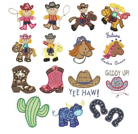 Cowboy Cowgirl Applique Machine Embroidery Designs Designs By Juju Embroidery Designs