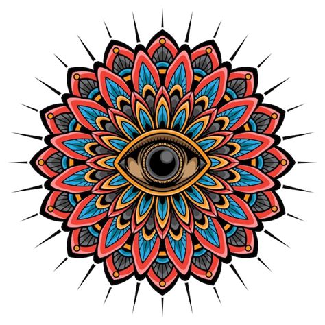 Vector de diseño gráfico de mandala de ojo Vector Premium