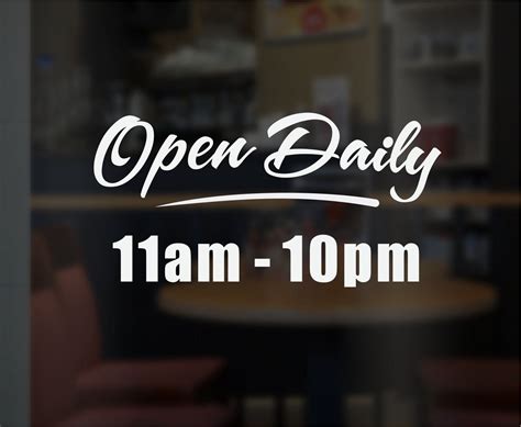 Open Daily Store Hours Decal Hours Of Operation Sticker Etsy