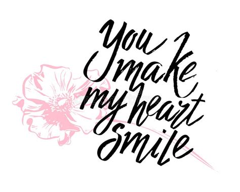 You Make My Heart Smile Valentines Day Calligraphy Card Hand Drawn