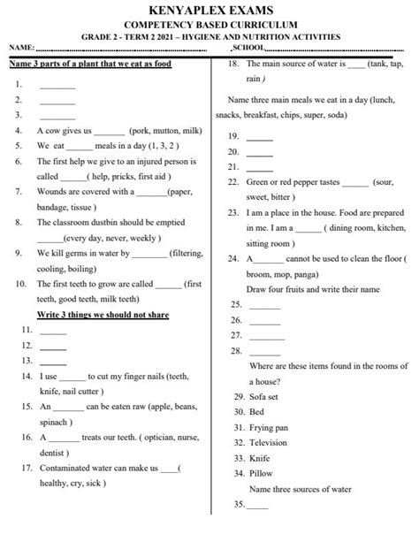 End Of Term Grade Hygiene And Nutrition