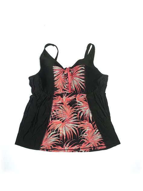 Swim By Cacique Tropical Black Swimsuit Top Size 1x 44d Plus 51