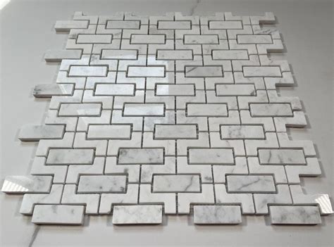 Buy Stone Center Online Carrara White Marble Fretwork Interlock Mosaic