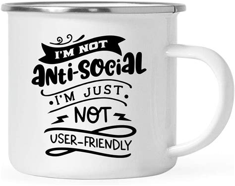 Andaz Press Funny Antisocial 11oz Stainless Steel Campfire Coffee Mug Gag T I M Not Anti