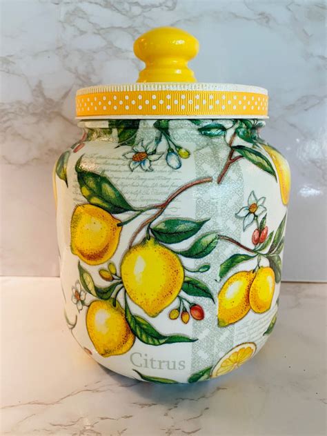 Lemon Cookie Jar Lemon Canister Lemon Decor 12 Gallon Etsy