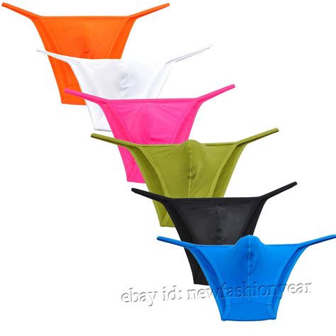 Men S String Bikini Briefs Solid Stretchy Pouch Thong Cheeky Mini Boxer Trunks EBay