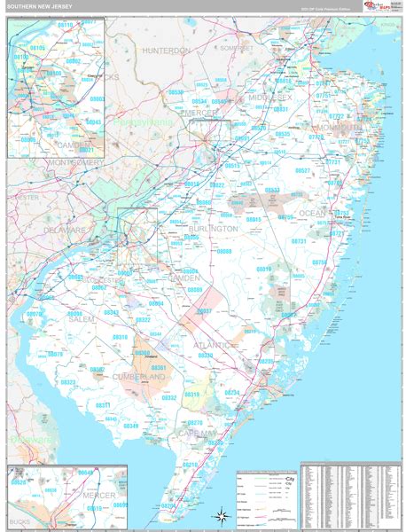 New Jersey Southern Wall Map Premium Style By Marketmaps Mapsales