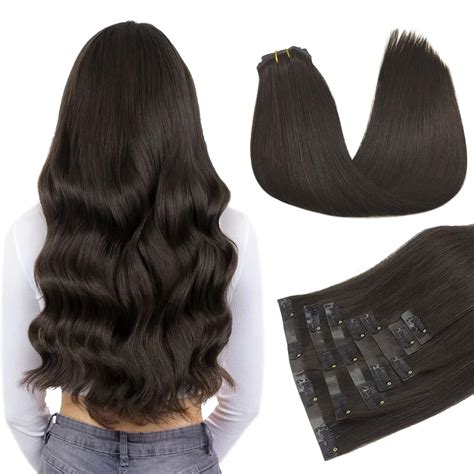 Amazon Doores Hair Extensions Real Human Hair Dark Brown Pcs