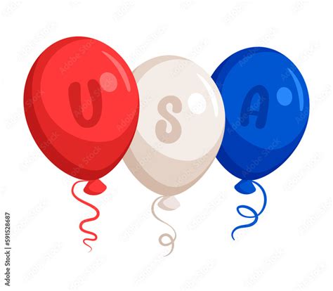 American Patriotic Ballons In Red White And Blue Colors Isolated On