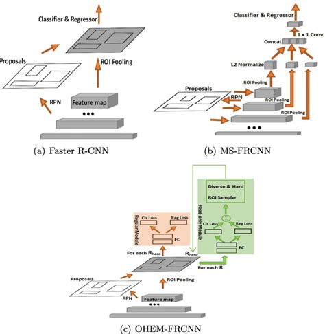 The Architectures Of Faster R Cnn Ms Frcnn And Ohem Frcnn Download